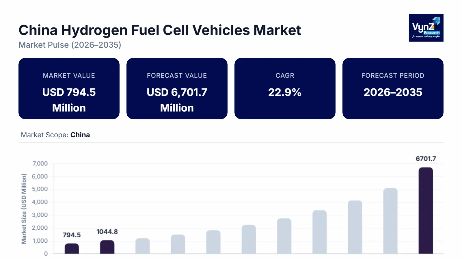 China Hydrogen Fuel Cell Vehicles Market Size